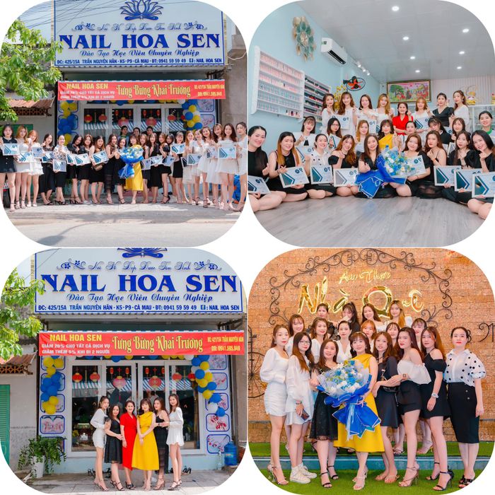 Khoảnh khắc học viên Nail Hoa Sen thực hành kỹ thuật đính đá nghệ thuật