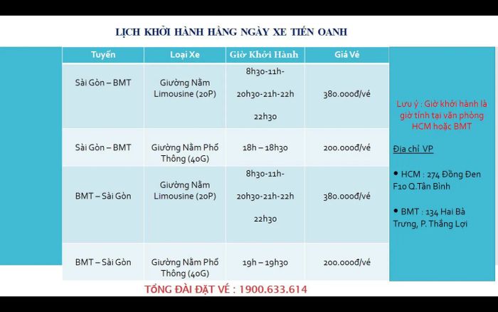 Không gian nội thất tiện nghi trên xe Tiến Oanh