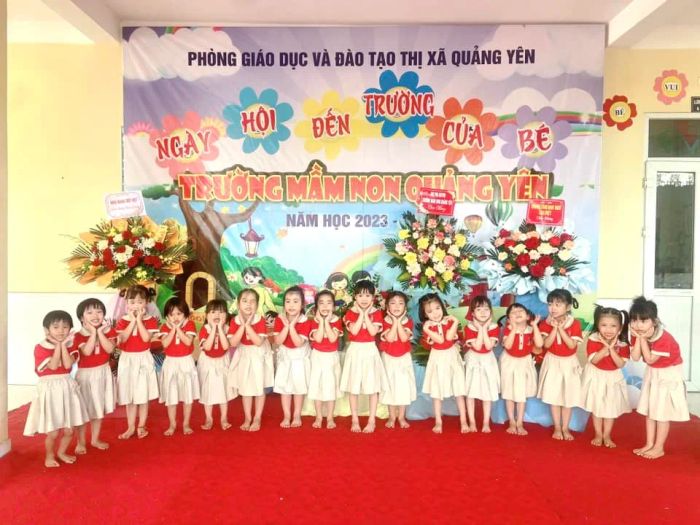 Hình ảnh sinh động: Khuôn viên xanh mát và các hoạt động vui chơi tại Trường Mầm Non Quảng Yên