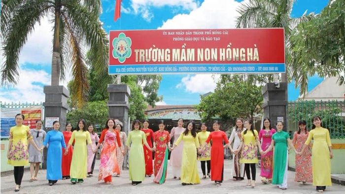Khuôn viên xanh mát của Trường Mầm non Hồng Hà