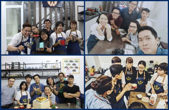Học viên thực hành nghệ thuật Latte Art tại WAO