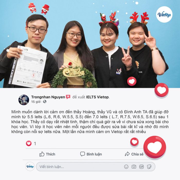 Hình ảnh học viên tại IELTS Vietop - Môi trường luyện thi chuyên nghiệp