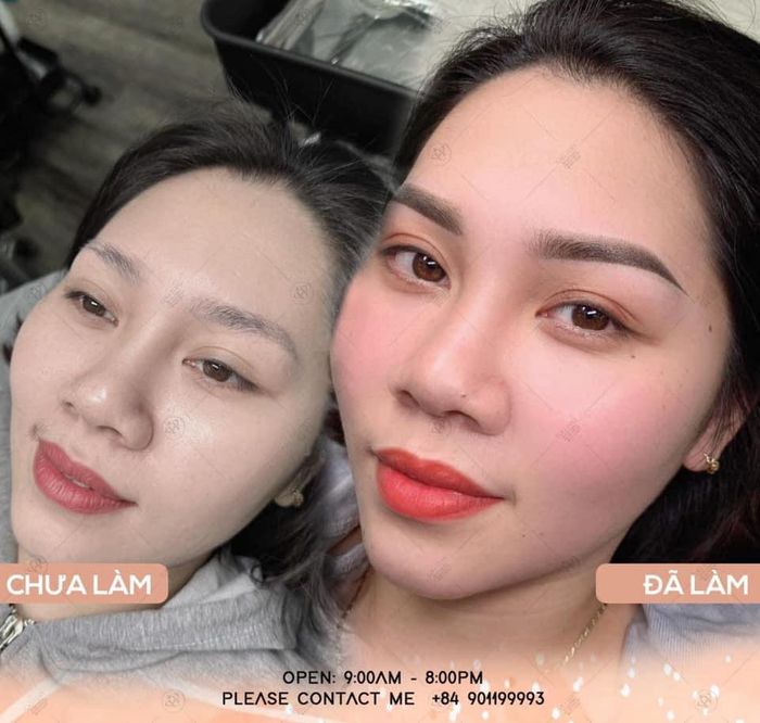 Hình ảnh thực tế về quy trình phun xăm tại Thẩm Mỹ Bảo Hân