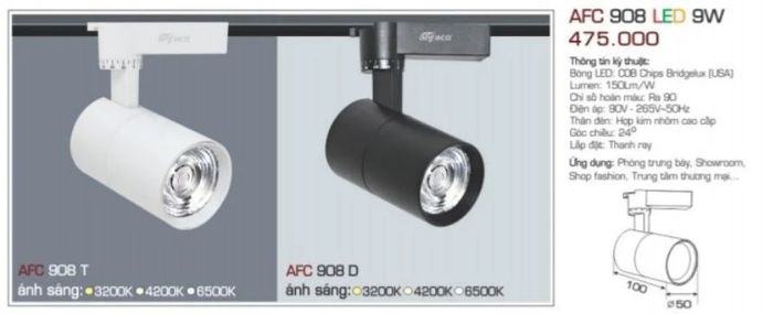 Hình ảnh đèn rọi ray Anfaco phiên bản cao cấp