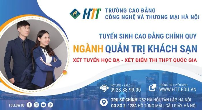 Hình ảnh sinh viên ngành Quản trị Khách sạn trong giờ thực hành nghiệp vụ