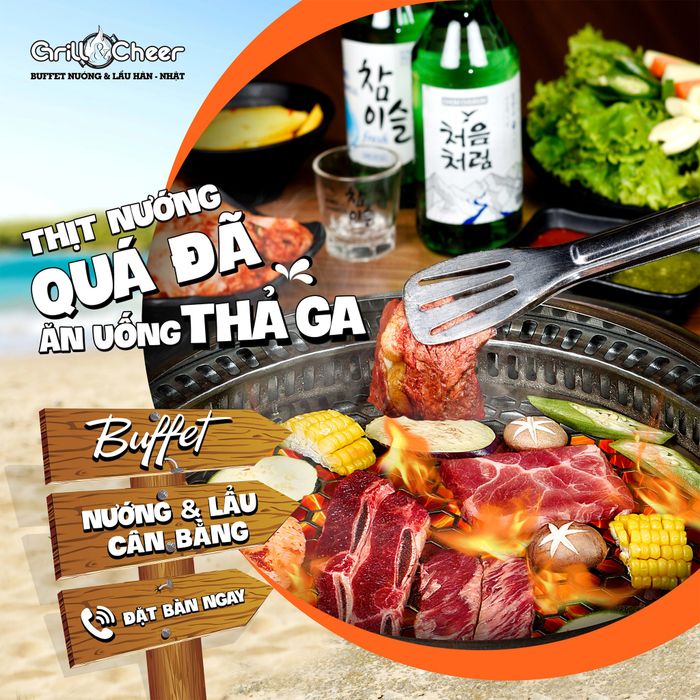 GRILL & CHEER ảnh 2 - Những lát thịt mềm mọng vàng ươm trên bếp nướng đầy hấp dẫn
