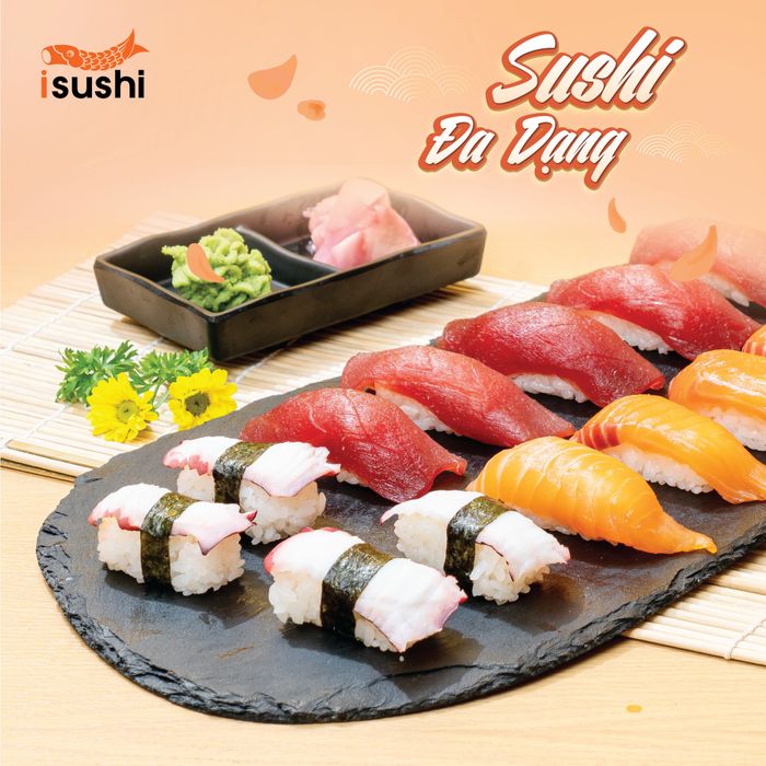 Những món sushi tươi ngon được trình bày nghệ thuật tại iSushi