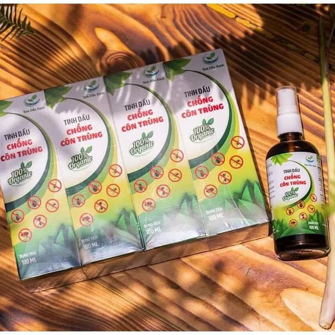 Tinh Dầu Xanh Organic - Ảnh 1: Chai xịt thiết kế sang trọng, dung tích 100ml tiện dụng