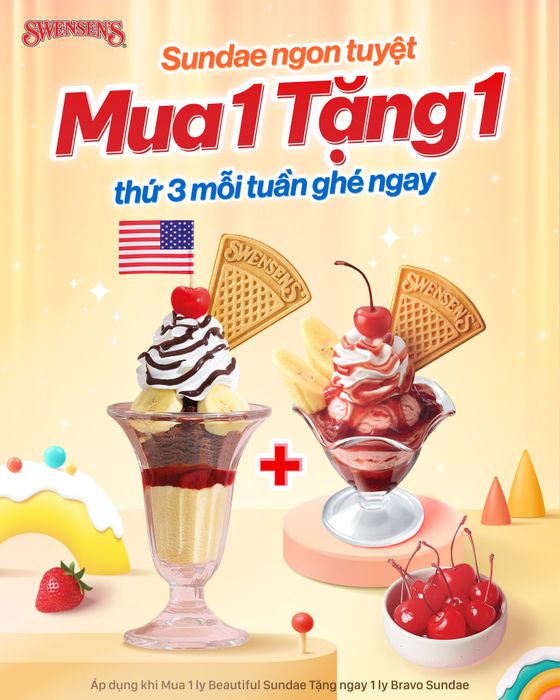 Hình ảnh không gian sang trọng và menu kem đa dạng tại Swensen's VN