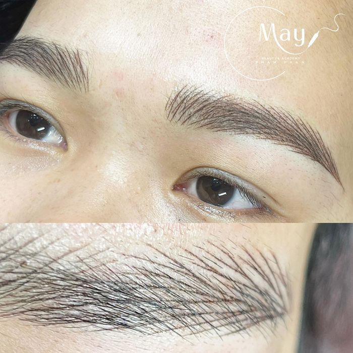 Hình ảnh thực tế quy trình điêu khắc chân mày tại MAY - Permanent Makeup & Beauty