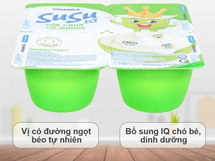 Hình ảnh bao bì sữa chua SuSu IQ bắt mắt