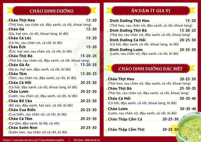 Bộ sưu tập hình ảnh đa dạng các món cháo tại E-dy