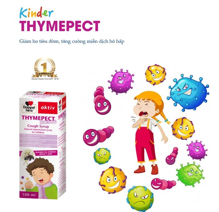 Hình ảnh thực tế Siro Doppelherz Kinder Thymepect - Thiết kế chai an toàn, vò chia ml chính xác