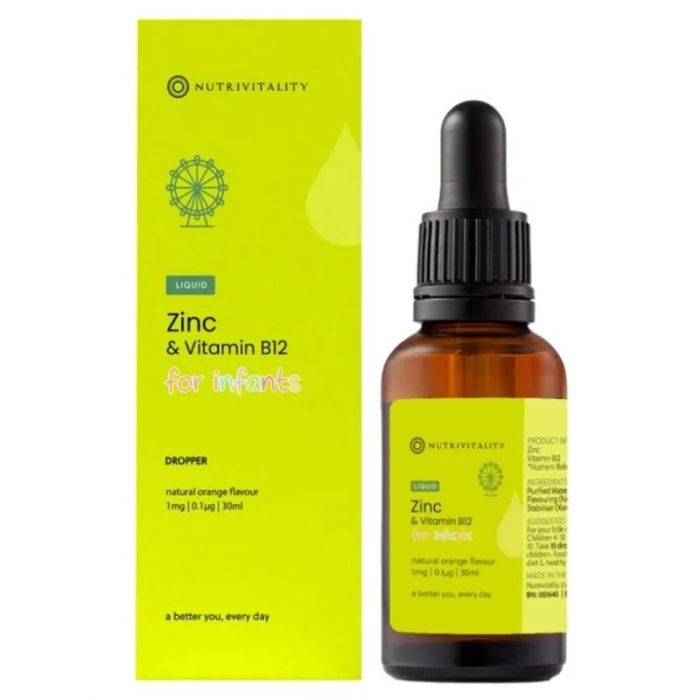 Hình ảnh minh họa kẽm giọt hữu cơ ZinC + B12 Nutrivitality UK