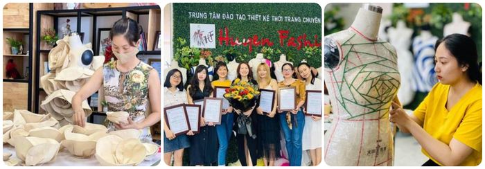 Học viên thực hành thiết kế tại Huyen Fashion