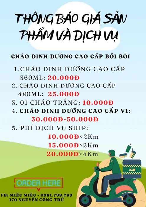 Hình ảnh cháo dinh dưỡng thơm ngon, bắt mắt tại BỐI BỐI