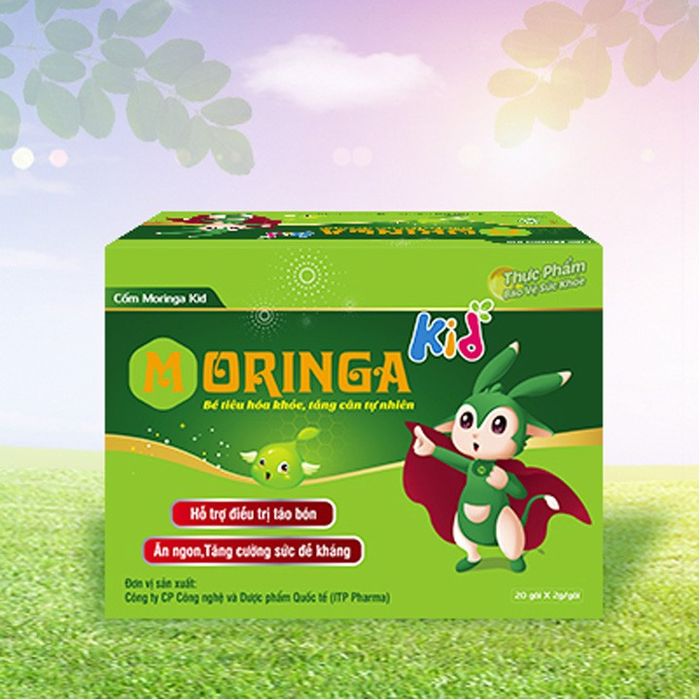 Cốm Moringa Kid - Hình ảnh minh họa sống động về sản phẩm dinh dưỡng vàng cho bé