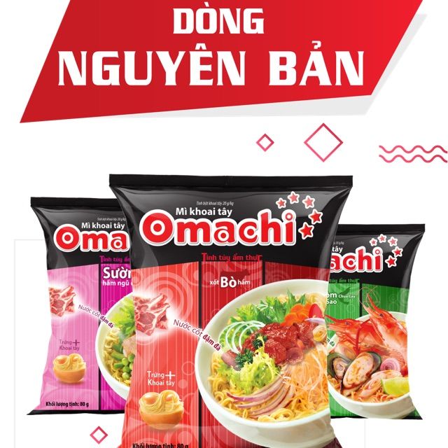 Hình ảnh gói mì Omachi - Sợi khoai tây vàng ươm, dai ngon đặc trưng