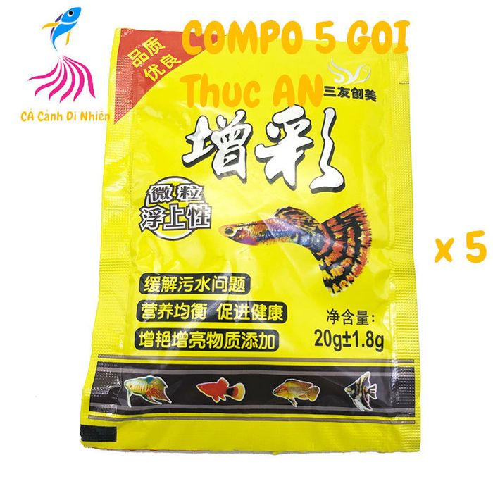 Hình ảnh Compo 5 gói - Thức ăn cao cấp cho cá Guppy 7 màu
