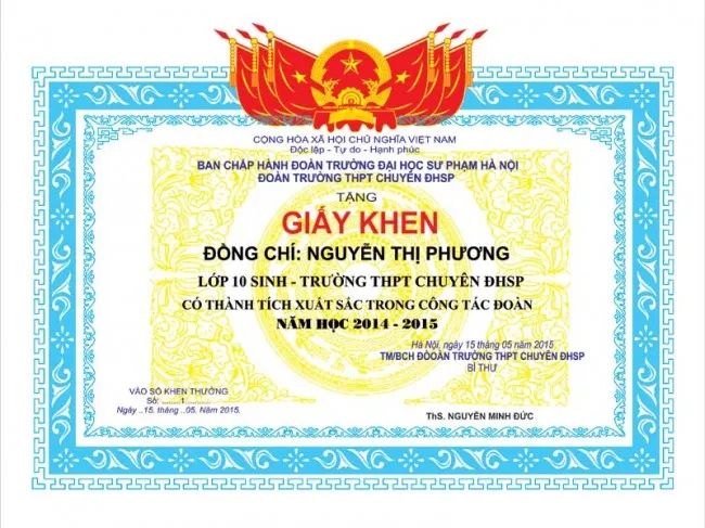 Bộ sưu tập giấy khen cao cấp của Công ty In ấn Thương Hiệu Hà Nội