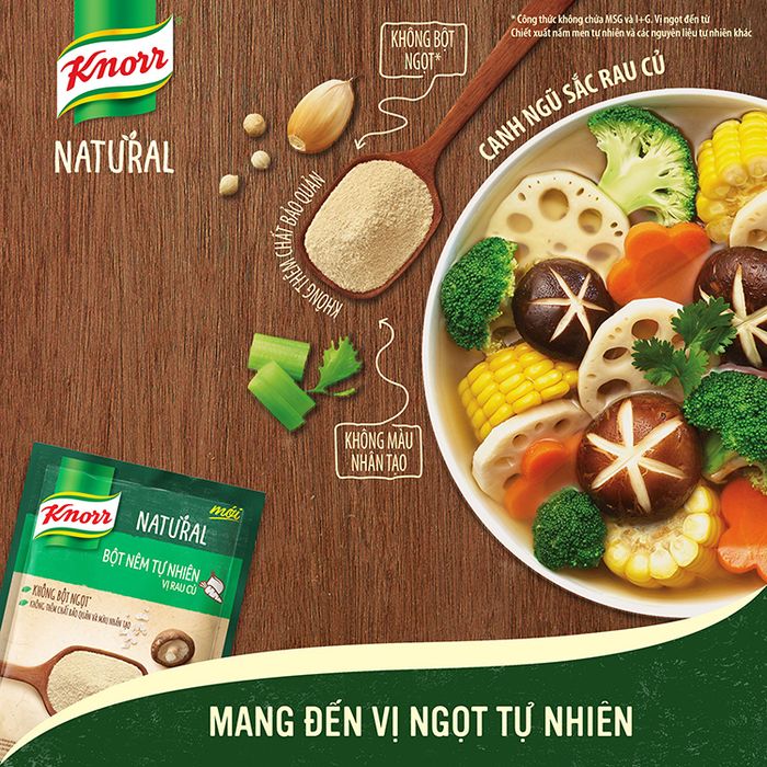 Bột nêm tự nhiên vị rau củ Knorr ảnh 1 - Hình ảnh chân thực về sản phẩm bột nêm cao cấp với chiết xuất từ 9 loại rau củ tự nhiên