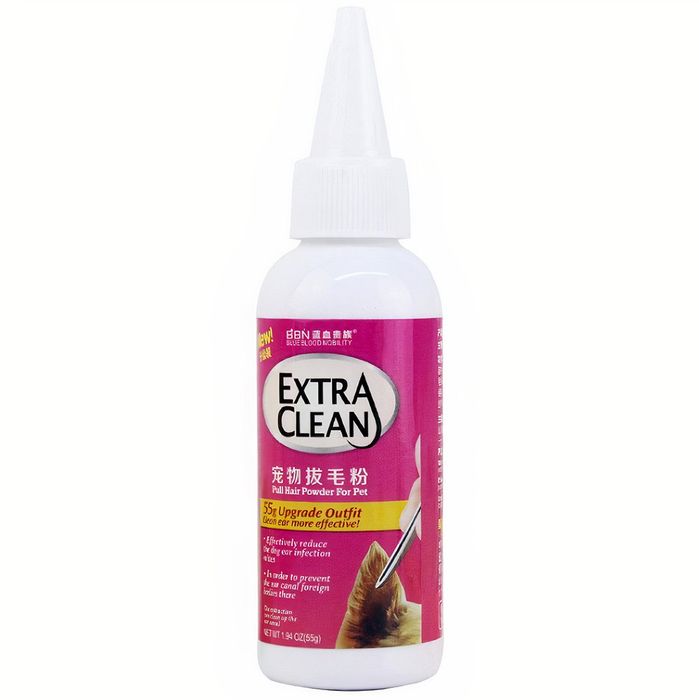 Hình ảnh minh họa chi tiết bột nhổ lông tai BBN Extra Clean cho thú cưng