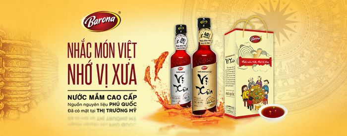 Hình ảnh chai nước mắm Vị Xưa Barona sang trọng