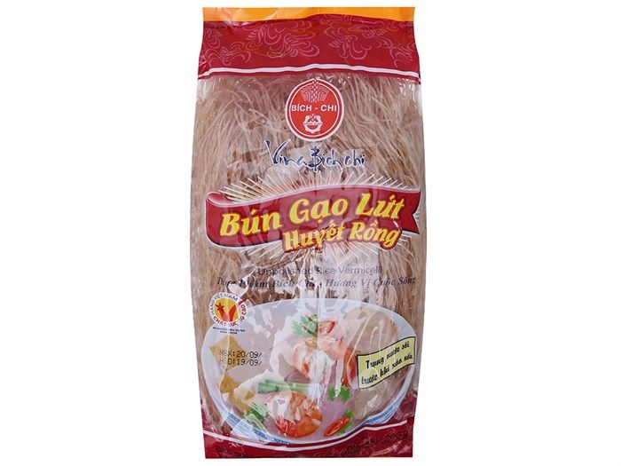 Hình ảnh bún gạo lứt huyết rồng Bích Chi - màu sắc tự nhiên từ gạo lứt đỏ