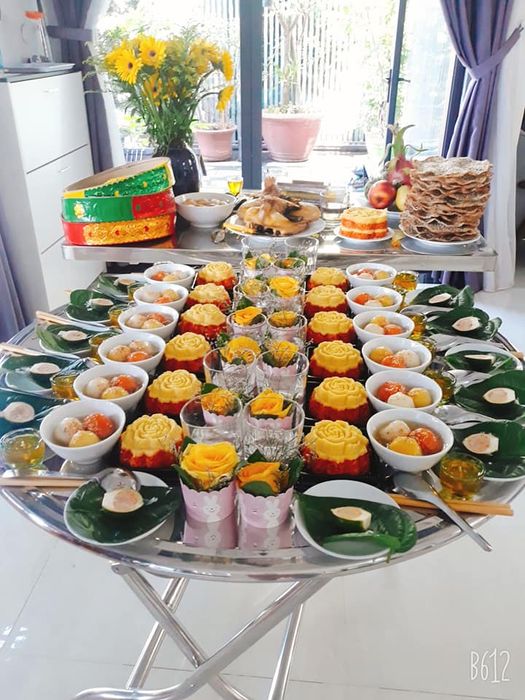Hình ảnh mâm cúng thôi nôi của Bếp Mẹ Sam