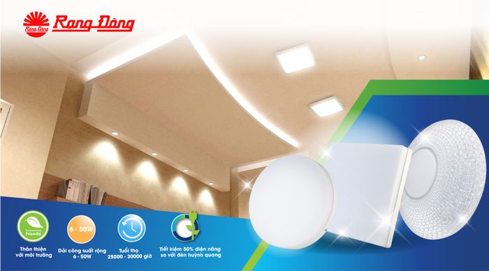 Đèn LED ốp trần Rạng Đông - Thiết kế tinh tế cho không gian sang trọng