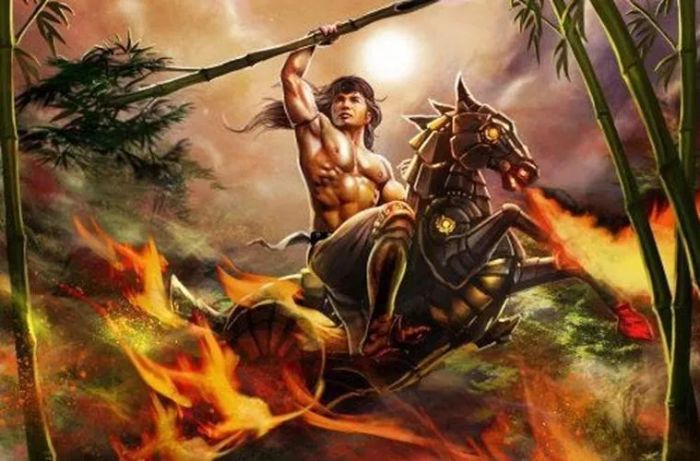 Tranh minh họa sống động về truyền thuyết Thánh Gióng (Nguồn: Bộ sưu tập điện tử)