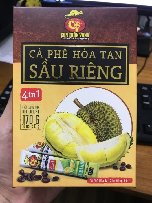 Hình ảnh sang trọng của Cà Phê Sầu Riêng Con Chồn Vàng C7