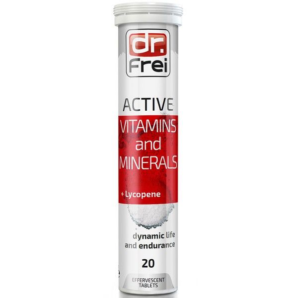 Hình ảnh bao bì Dr. Frei Active Vitamins + Lycopene - Viên sủi cao cấp nhập khẩu