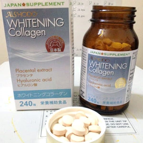 Viên Uống Trị Nám, Trắng Da Whitening Collagen Aishodo – Hình ảnh 2 – Sản phẩm cải thiện làn da từ bên trong, mang lại sự sáng khỏe và mịn màng.