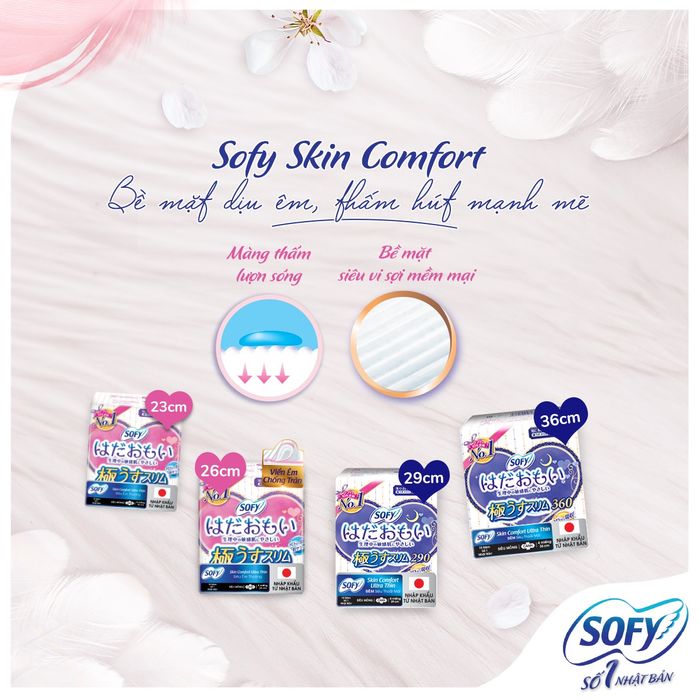 Băng Vệ Sinh Sofy Skin Comfort Đêm Siêu Mỏng Cánh hình ảnh 2