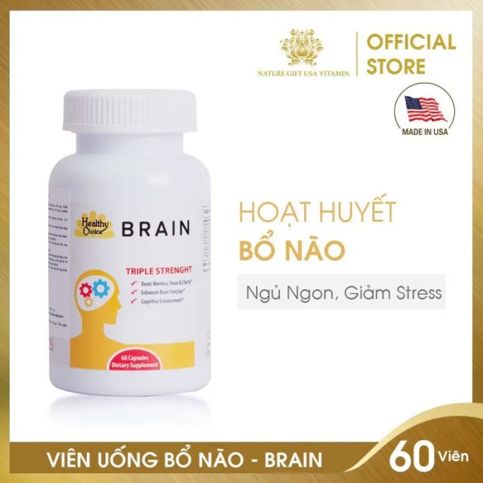 Hình ảnh chính hãng viên uống Healthy Choice Brain - Bao bì sang trọng