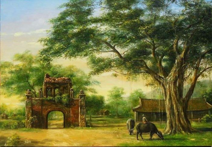 Hình ảnh minh họa sinh động về cây đa cổ thụ làng quê (Nguồn: internet)