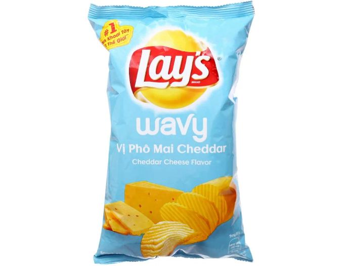 Hình ảnh snack khoai tây phô mai cheddar Lay's Wavy - Vị Mỹ đầy mê hoặc