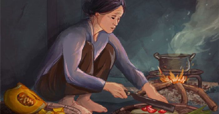 Hình ảnh minh họa sống động về chái bếp cổ truyền