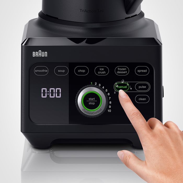 Hình ảnh cận cảnh máy xay Braun với thiết kế tối ưu