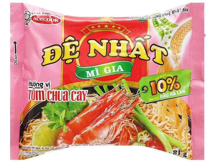 Hình ảnh chân thực - Mì Đệ Nhất tôm chua cay với sợi mì vàng óng đẹp mắt