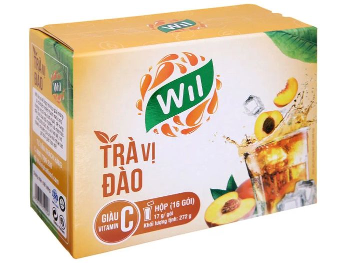 Hình ảnh chân thực Trà Đào Hòa Tan Wil - Góc nhìn cận cảnh