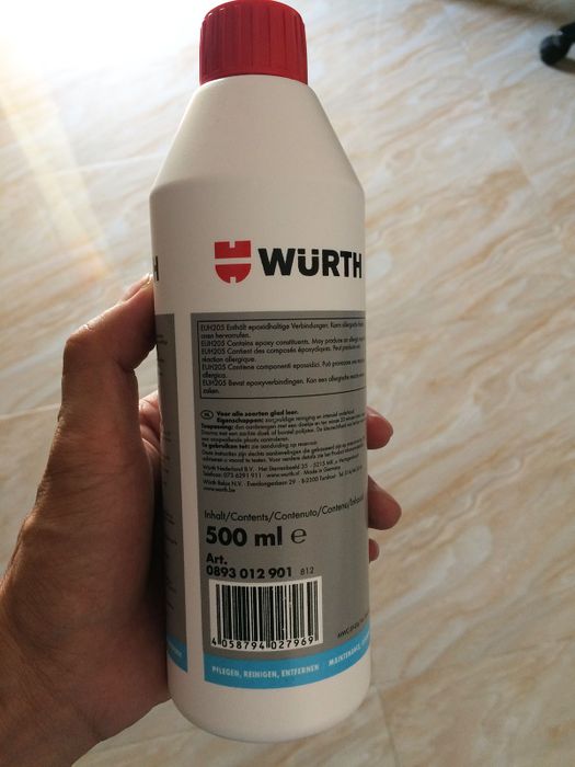 Hình ảnh thực tế chai Wurth Leather Care - Dung dịch chăm sóc da cao cấp