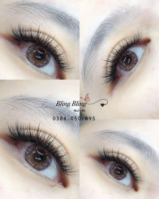 Học viên thực hành kỹ thuật nối mi tại Bling Bling