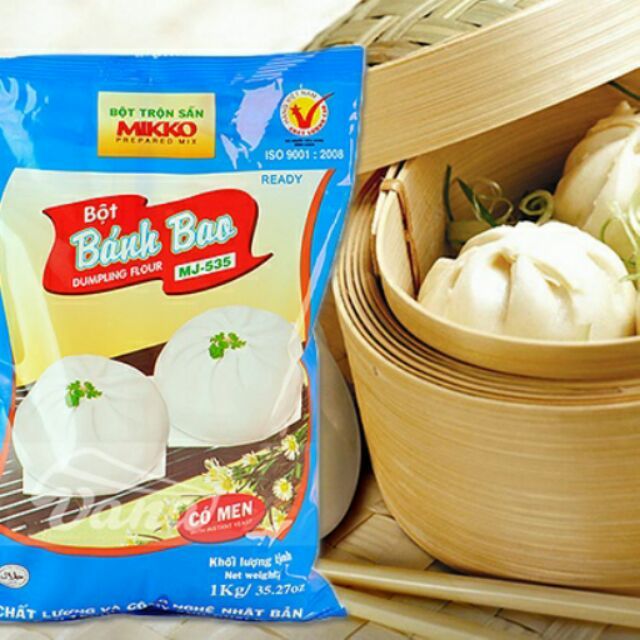 Hình ảnh bao bì bột bánh bao Mikko chính hãng từ Nhật Bản