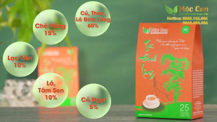 Hình ảnh Trà Đinh Lăng Mộc Can - Bao bì sang trọng, chất lượng đảm bảo