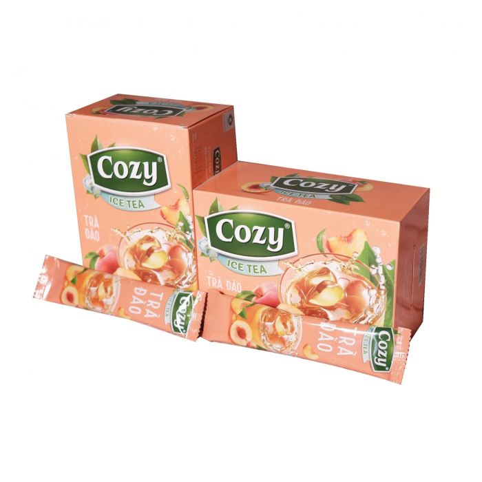 Hình ảnh thực tế Trà Cozy Ice Tea hương đào - góc nhìn cận cảnh