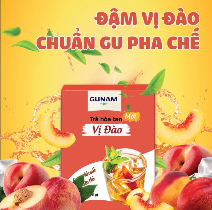 Hình ảnh chân thực Trà Hòa Tan Vị Đào GUNAM