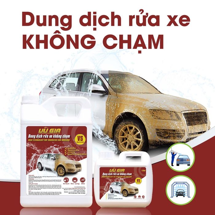 Hình ảnh thực tế ứng dụng nước rửa xe Vũ Gia tại garage
