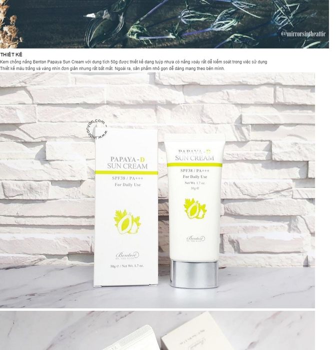 Hình ảnh thực tế Kem Chống Nắng Benton Papaya-D Sun Cream (Ảnh 1)